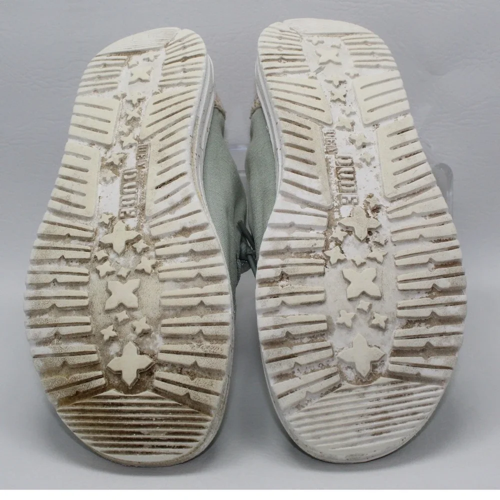 Hey Dude Wendy Aloe Sage Green Canvas Loafers Shoes Womens 8 Butterfly Chevron